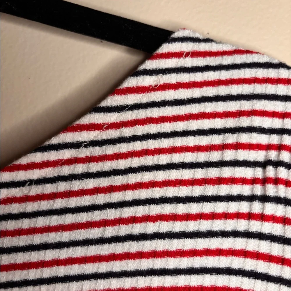 Striped Bell-Sleeve Knit Dress in Red and White - Picture 5 of 5